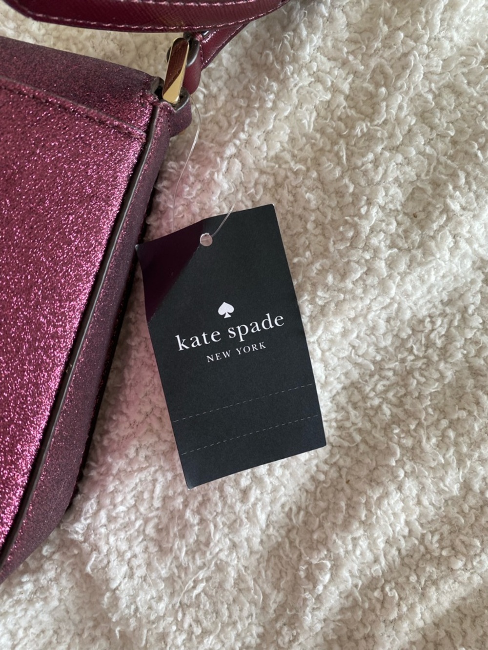 Kate Spade New York Glitter Shoulder Bag Deep Berry Tinsel NWT - Picture 8 of 9